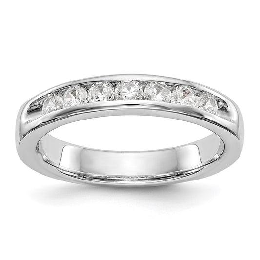 14k White Gold 7-Stone 1/2 carat Round Diamond Complete Channel Band