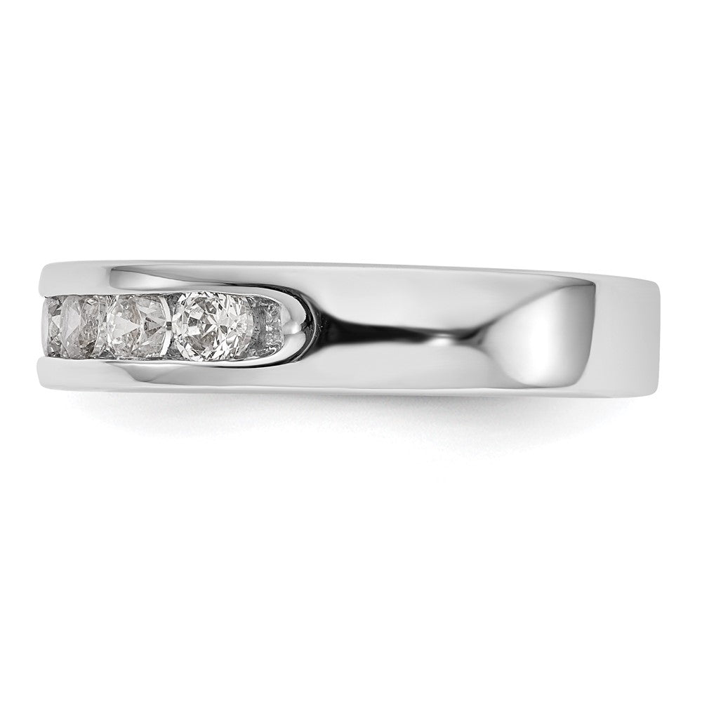 14k White Gold 7-Stone 3/4 carat Round Diamond Complete Channel Band