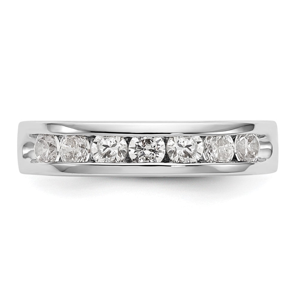 14k White Gold 7-Stone 3/4 carat Round Diamond Complete Channel Band