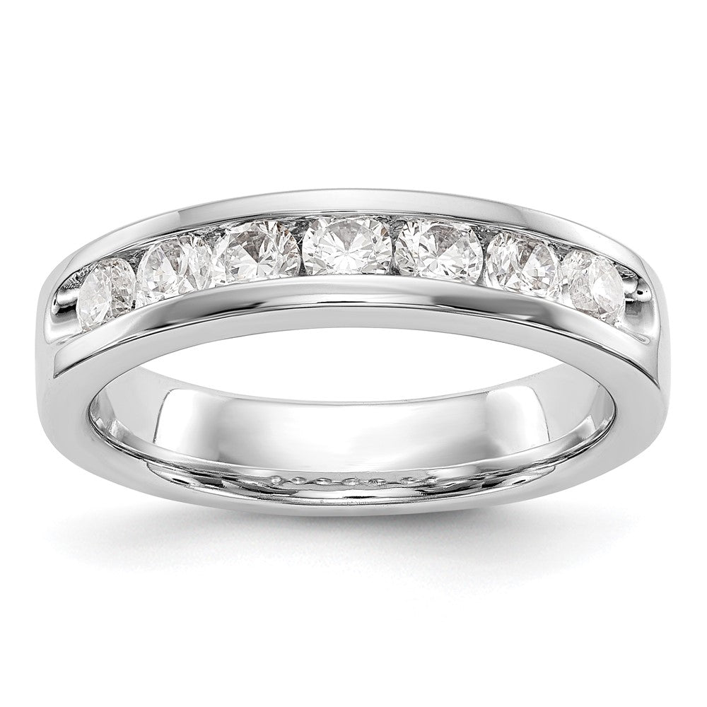 0.72ct. CZ Solid Real 14K White Gold 7-Stone Channel Wedding Band Ring