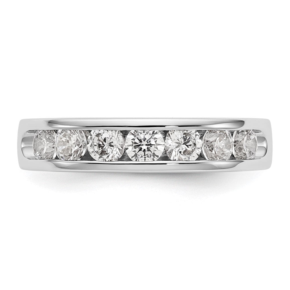 14k White Gold 7-Stone 1 carat Round Diamond Complete Channel Band