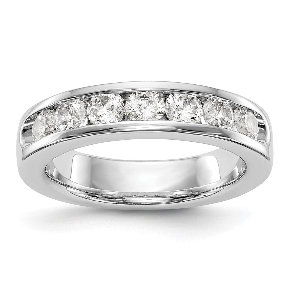 14k White Gold 7-Stone 1 carat Round Diamond Complete Channel Band