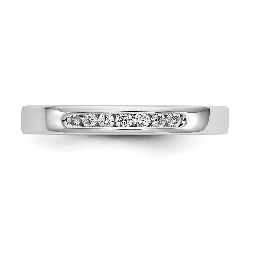 0.12ct. CZ Solid Real 14K White Gold 7-Stone Channel Wedding Band Ring