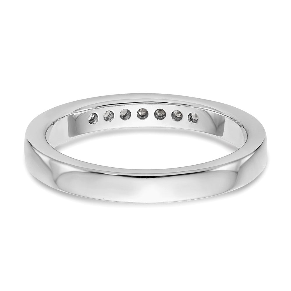 0.12ct. CZ Solid Real 14K White Gold 7-Stone Channel Wedding Band Ring