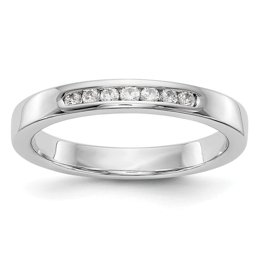 0.12ct. CZ Solid Real 14K White Gold 7-Stone Channel Wedding Band Ring