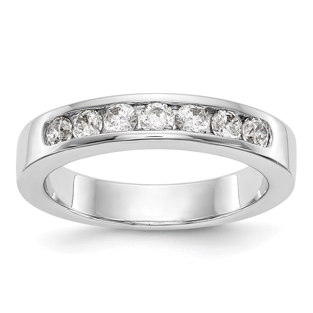 14K White Gold 7-Stone Real Diamond Channel Band