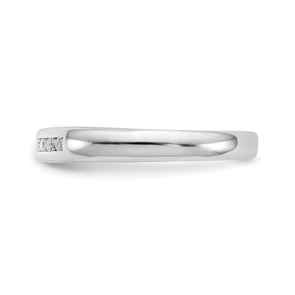 0.10ct. CZ Solid Real 14K White Gold 7-Stone Channel Wedding Band Ring