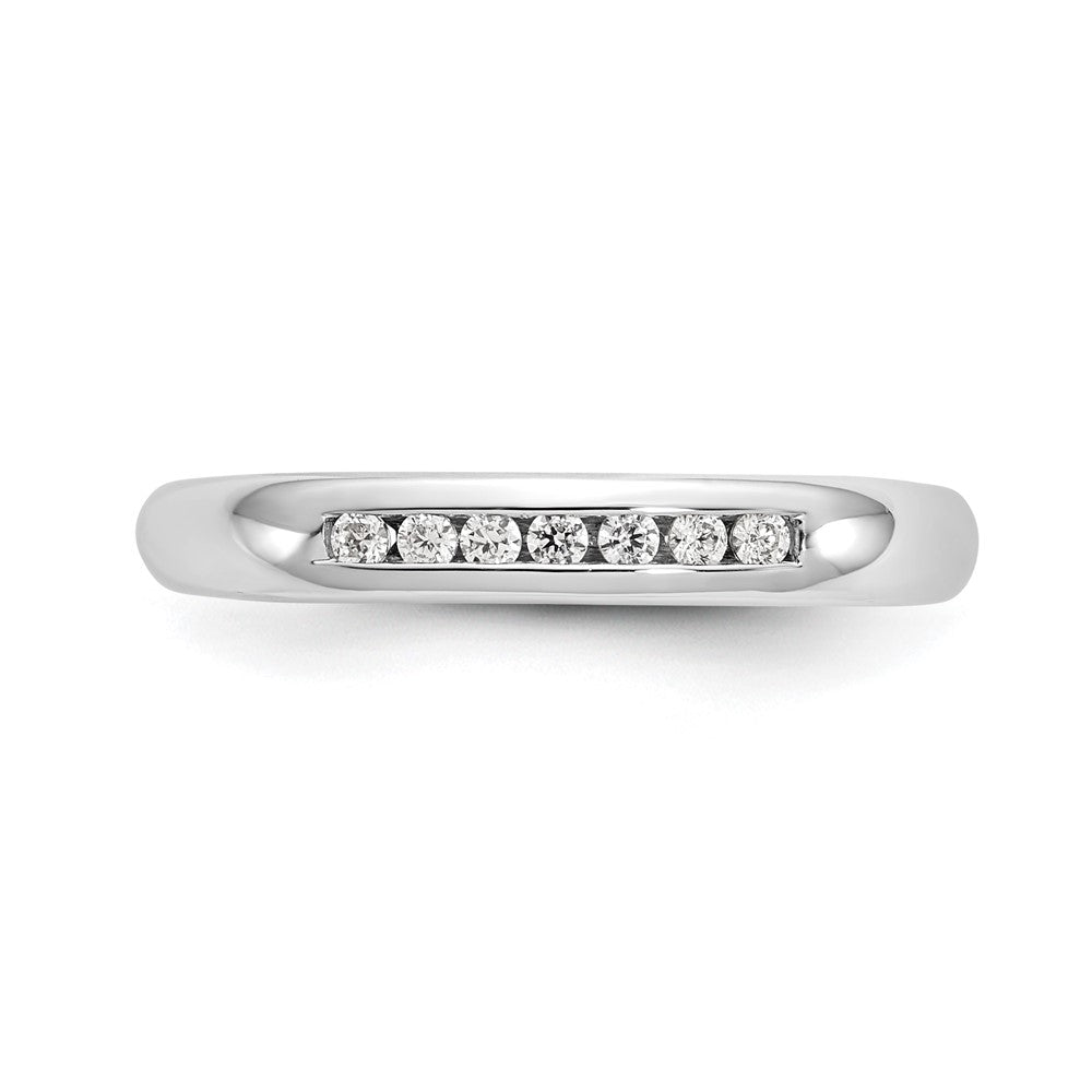 0.10ct. CZ Solid Real 14K White Gold 7-Stone Channel Wedding Band Ring