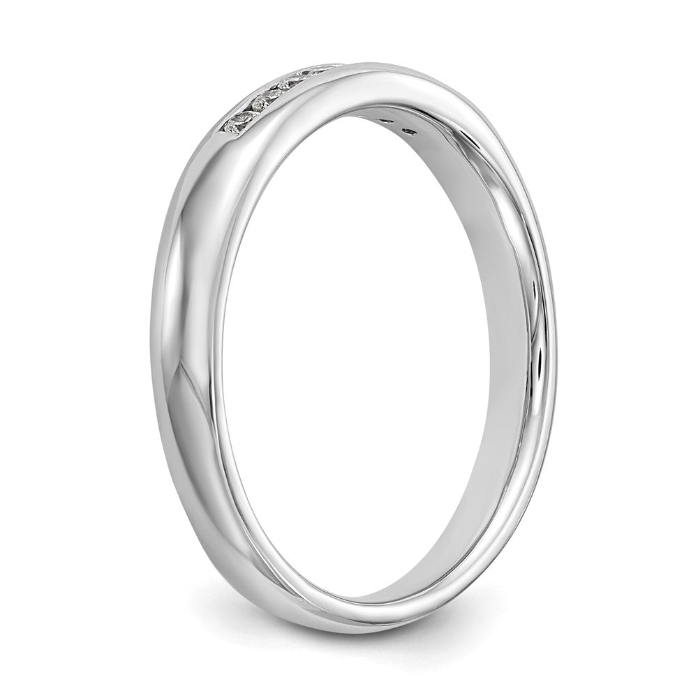 0.10ct. CZ Solid Real 14K White Gold 7-Stone Channel Wedding Band Ring