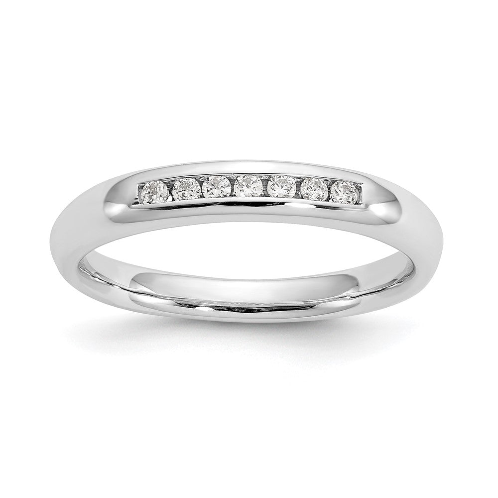 0.10ct. CZ Solid Real 14K White Gold 7-Stone Channel Wedding Band Ring