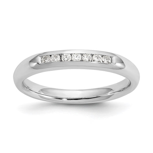 0.14ct. CZ Solid Real 14K White Gold 7-Stone Channel Wedding Band Ring