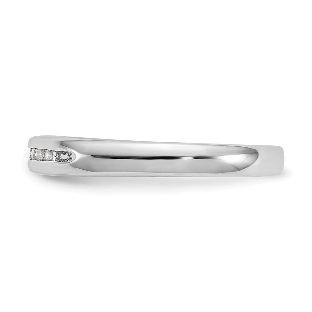 0.10ct. CZ Solid Real 14K White Gold 7-Stone Channel Wedding Band Ring