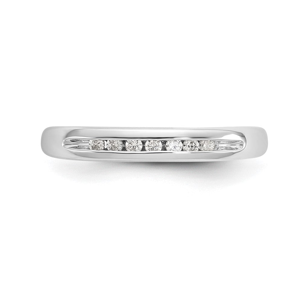 0.10ct. CZ Solid Real 14K White Gold 7-Stone Channel Wedding Band Ring