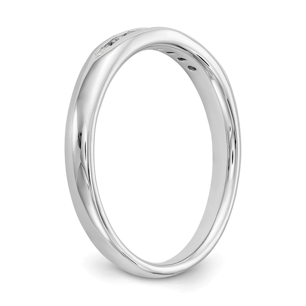 0.10ct. CZ Solid Real 14K White Gold 7-Stone Channel Wedding Band Ring