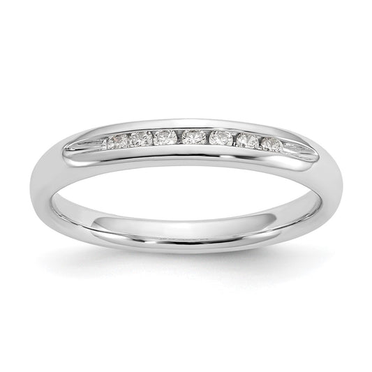 0.10ct. CZ Solid Real 14K White Gold 7-Stone Channel Wedding Band Ring