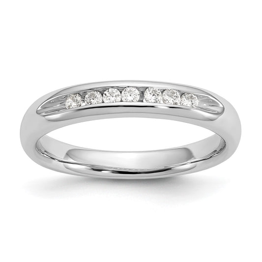 0.14ct. CZ Solid Real 14K White Gold 7-Stone Channel Wedding Band Ring