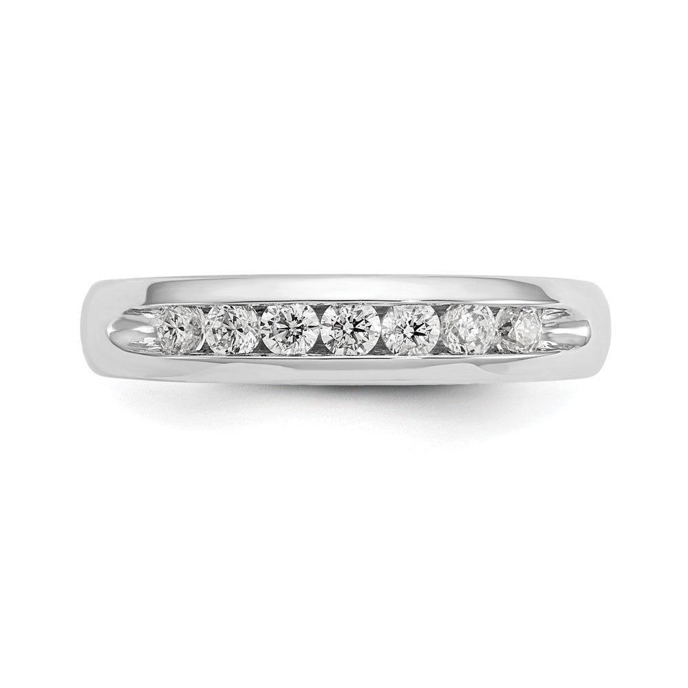 14K White Gold 7-Stone Real Diamond Channel Band