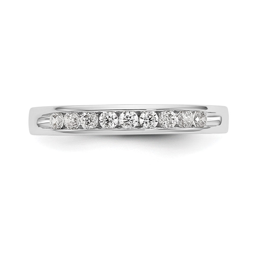 14k White Gold 9-Stone 1/3 carat Round Diamond Complete Channel Band