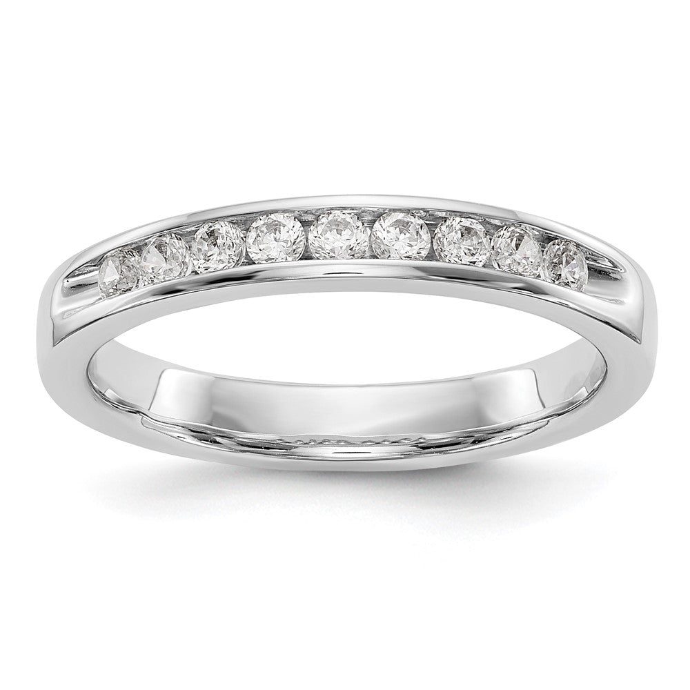 14k White Gold 9-Stone 1/3 carat Round Diamond Complete Channel Band