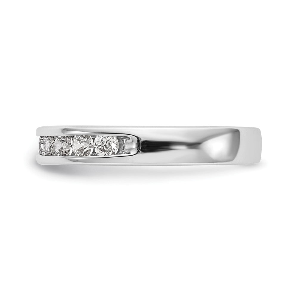 14k White Gold 9-Stone 1/2 carat Round Diamond Complete Channel Band