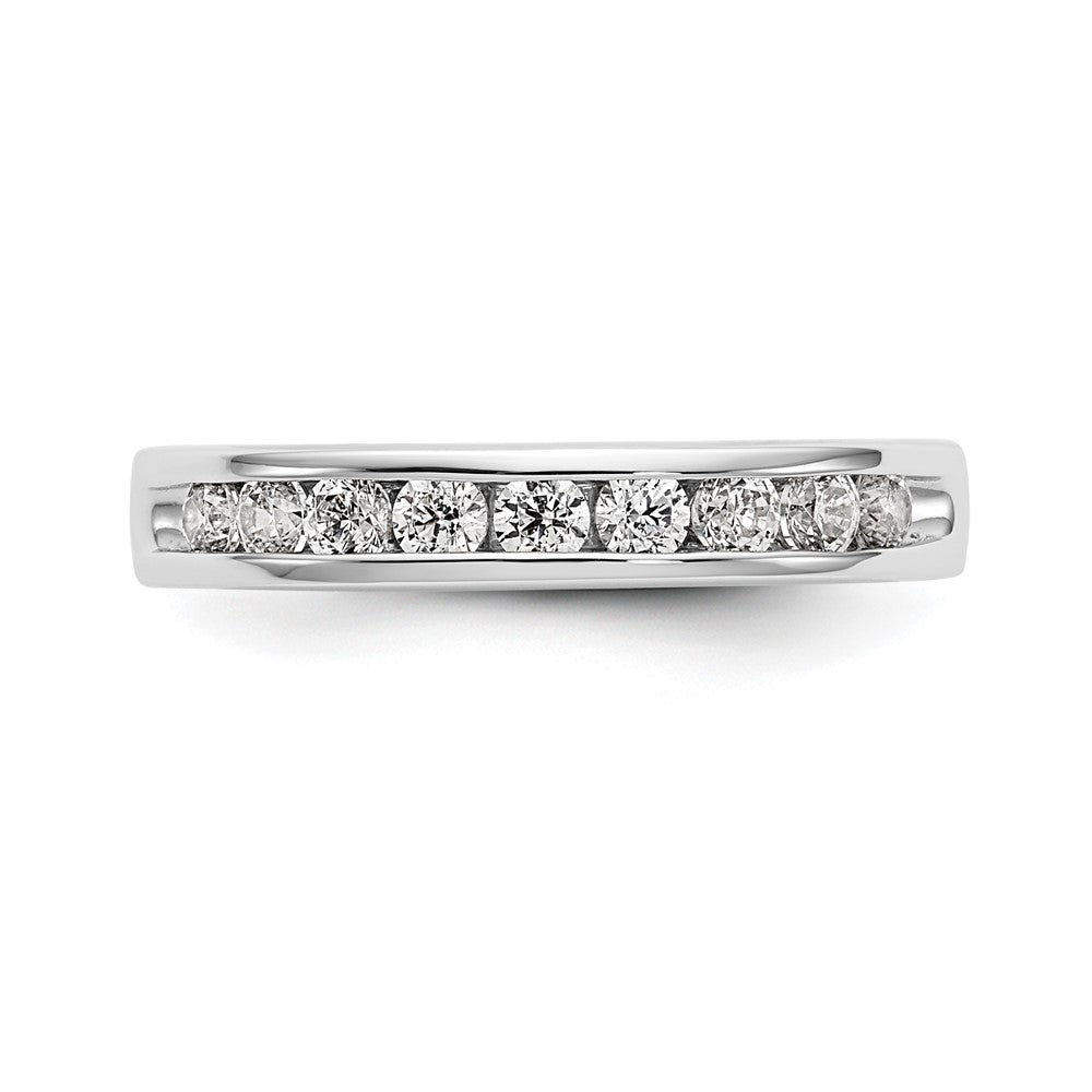 14k White Gold 9-Stone 1/2 carat Round Diamond Complete Channel Band