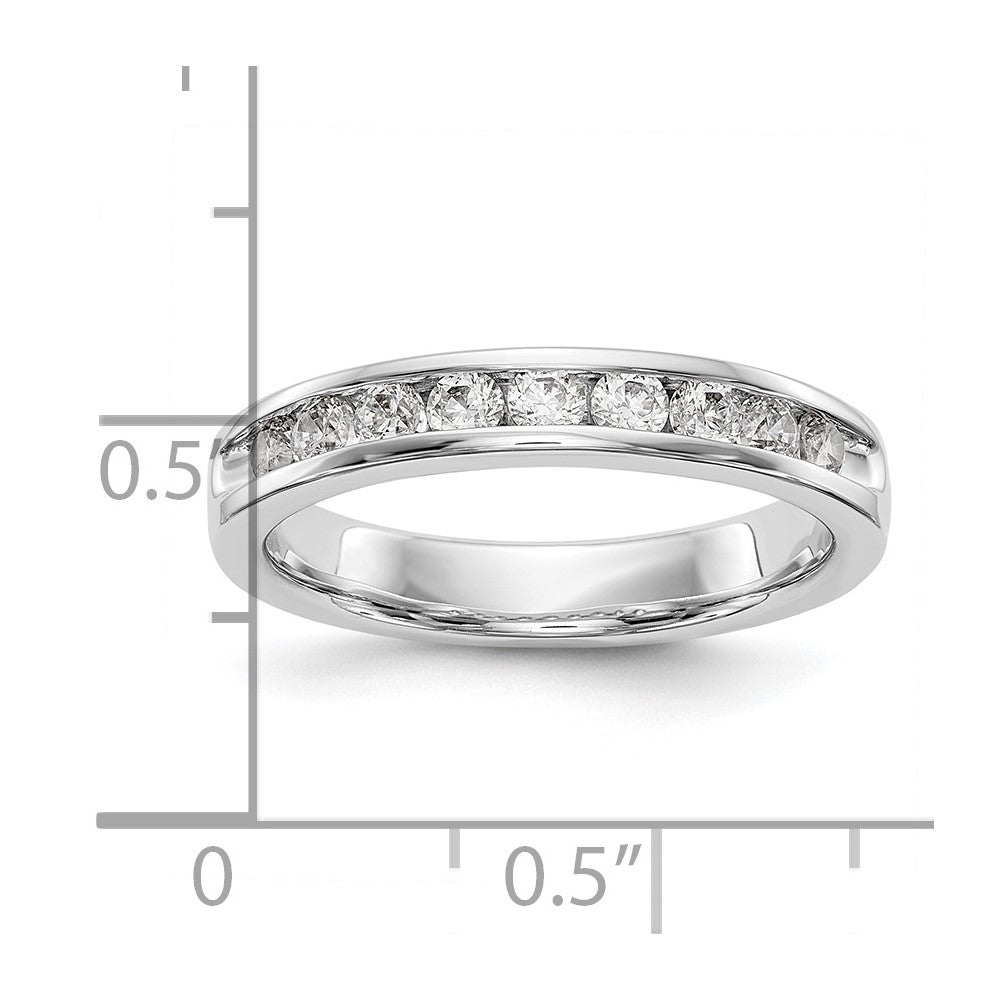 14k White Gold 9-Stone 1/2 carat Round Diamond Complete Channel Band