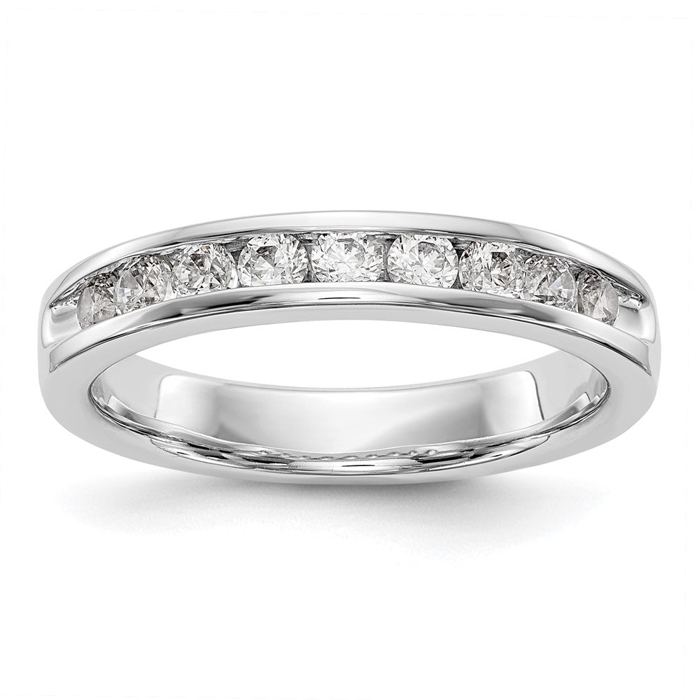 14k White Gold 9-Stone 1/2 carat Round Diamond Complete Channel Band