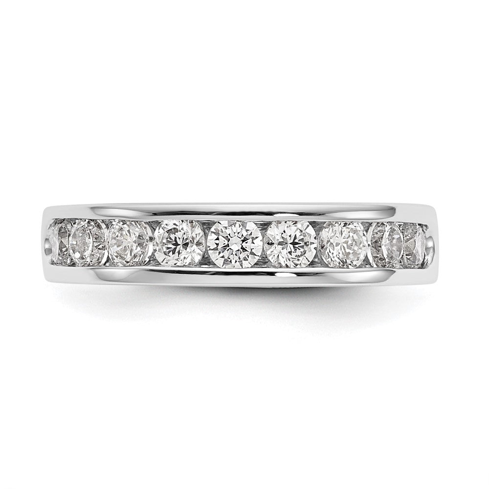 14k White Gold 9-Stone 7/8 carat Round Diamond Complete Channel Band