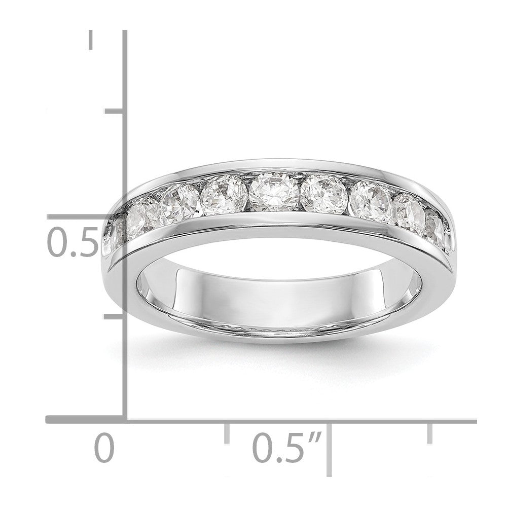 14k White Gold 9-Stone 7/8 carat Round Diamond Complete Channel Band