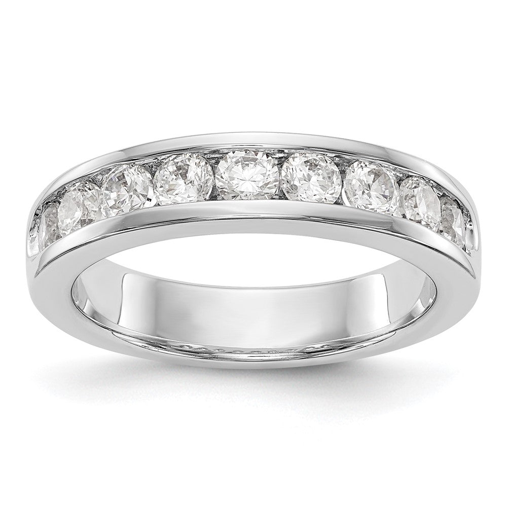0.93ct. CZ Solid Real 14K White Gold 9-Stone Channel Wedding Band Ring