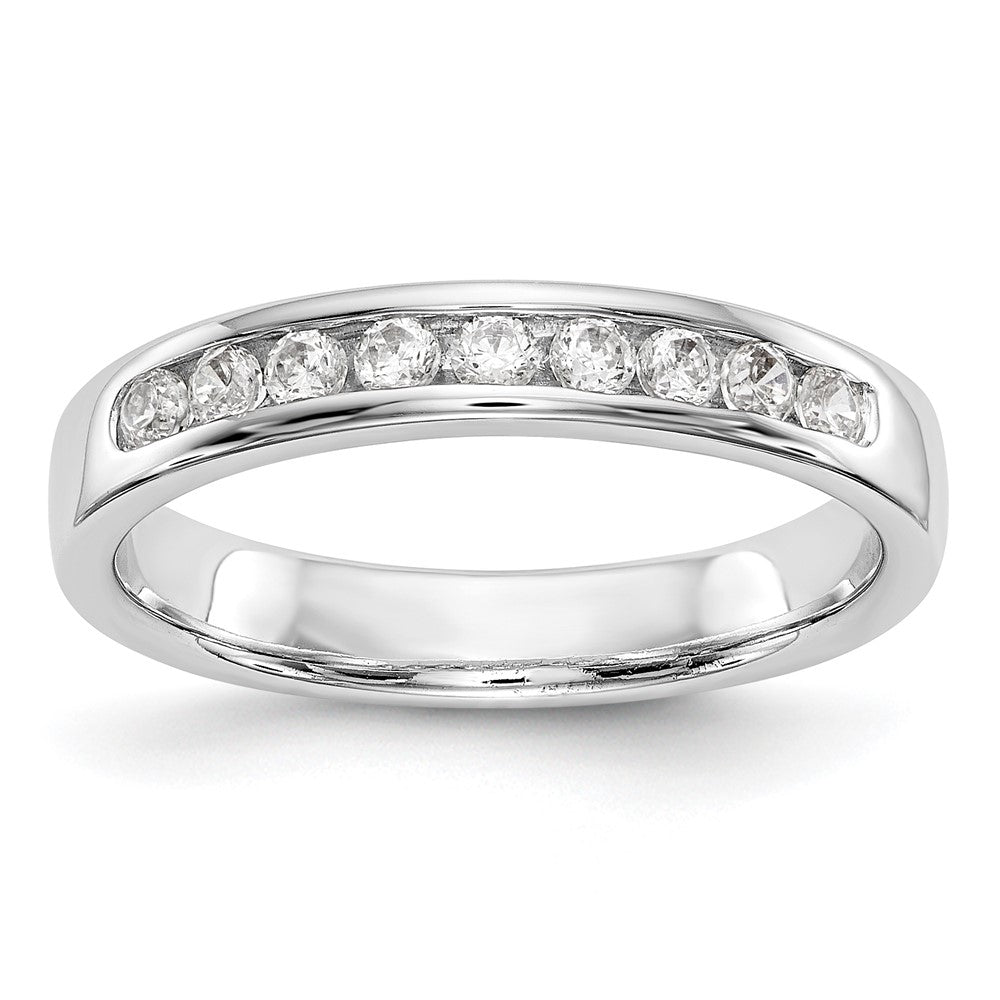 14k White Gold 9-Stone 1/4 carat Round Diamond Complete Channel Band