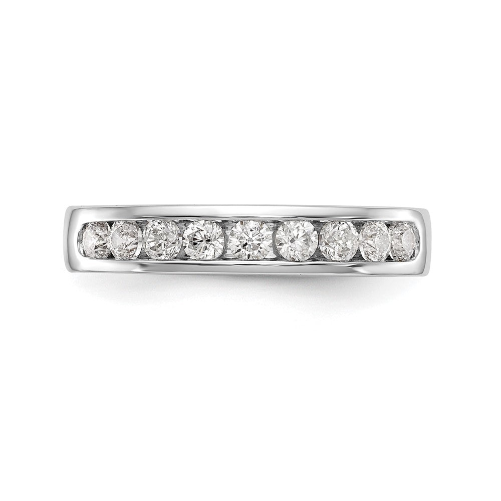 14k White Gold 9-Stone 1/2 carat Round Diamond Complete Channel Band