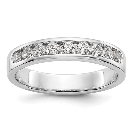 14k White Gold 9-Stone 1/2 carat Round Diamond Complete Channel Band