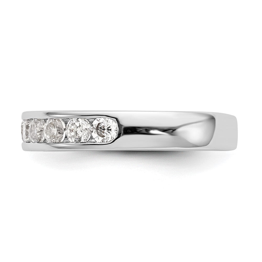 14K White Gold 9-Stone Real Diamond Channel Band