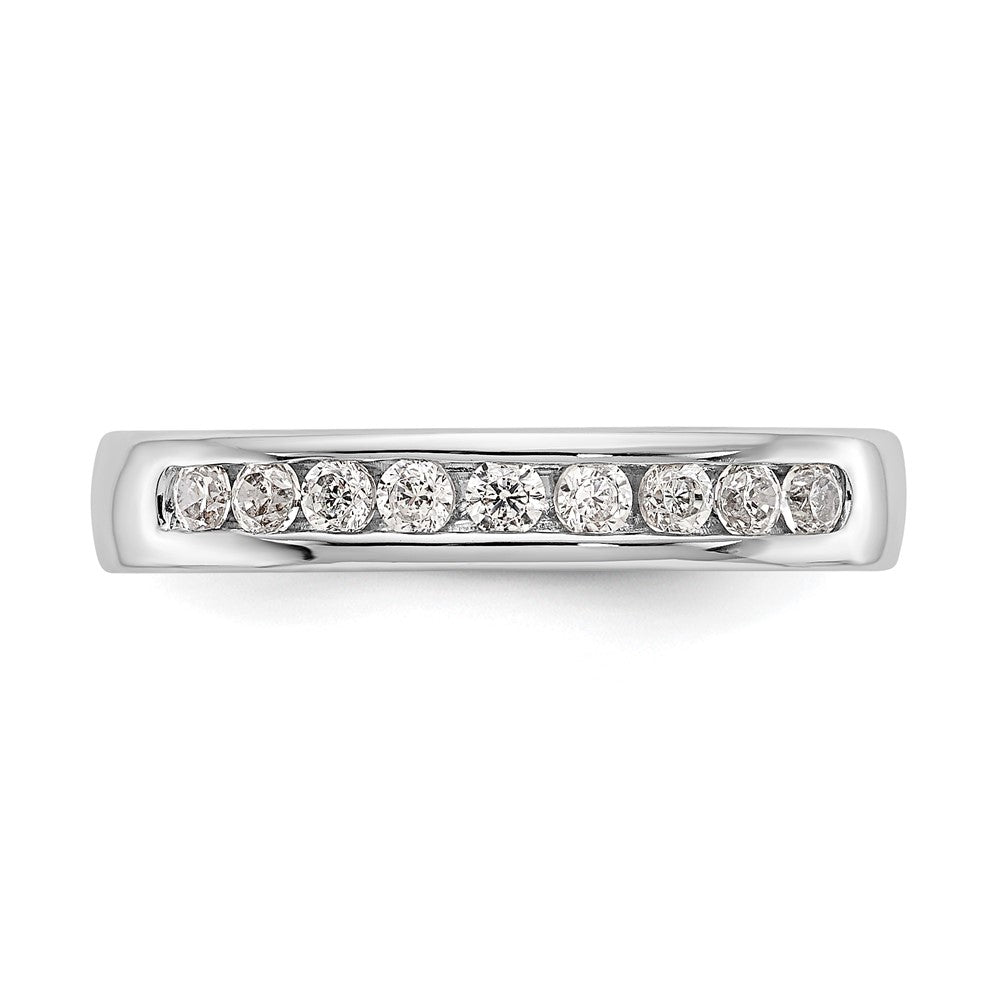 14K White Gold 9-Stone Real Diamond Channel Band