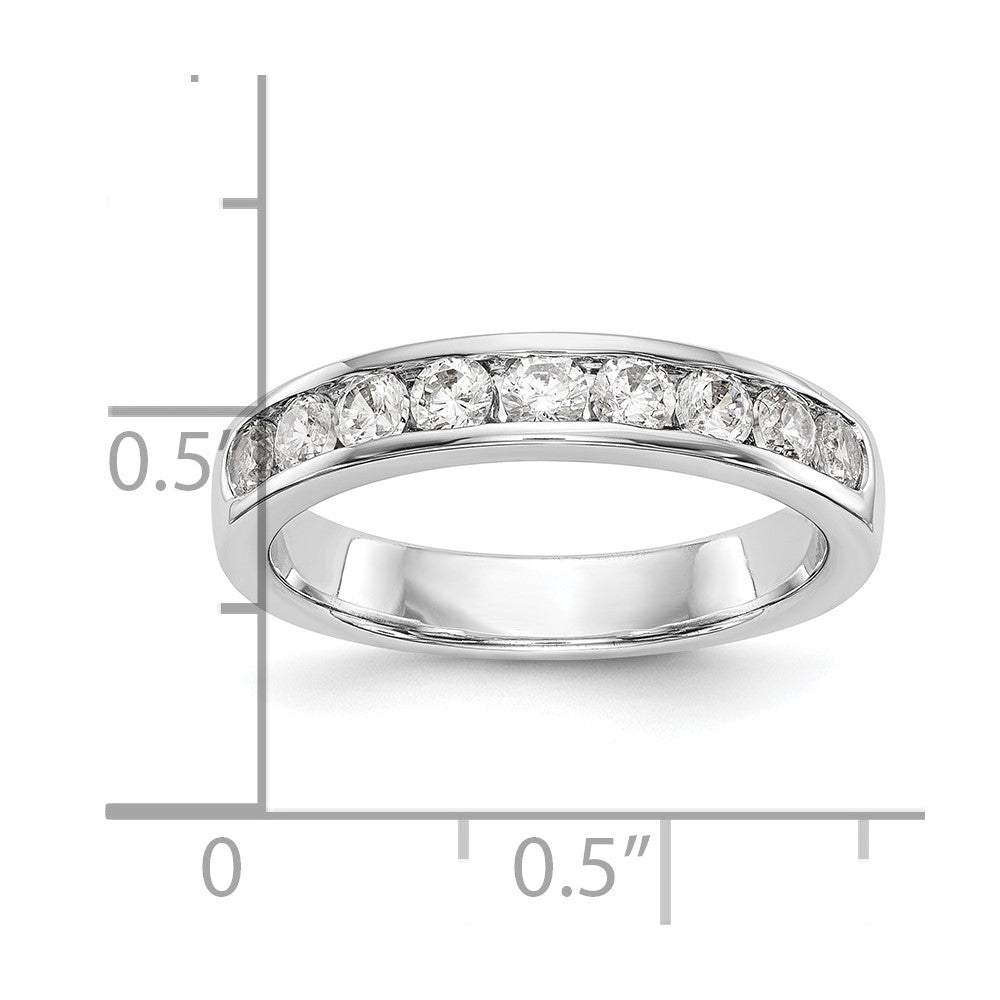 14K White Gold 9-Stone Real Diamond Channel Band