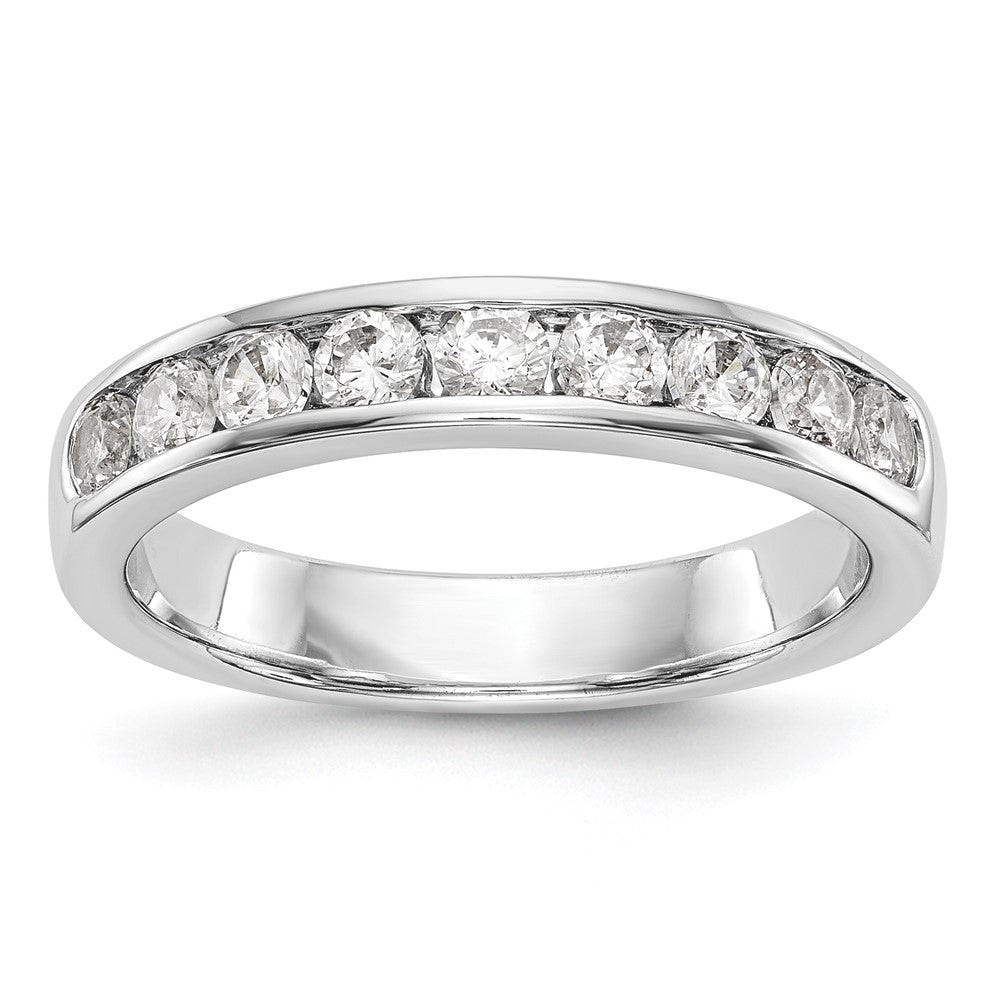 14K White Gold 9-Stone Real Diamond Channel Band