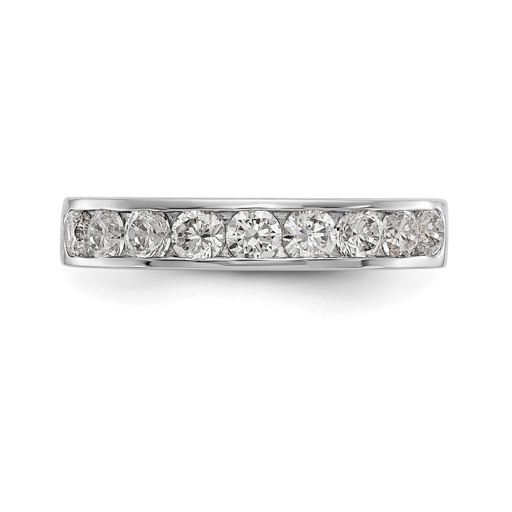 14k White Gold 9-Stone 7/8 carat Round Diamond Complete Channel Band