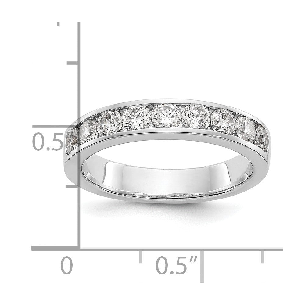 14k White Gold 9-Stone 7/8 carat Round Diamond Complete Channel Band