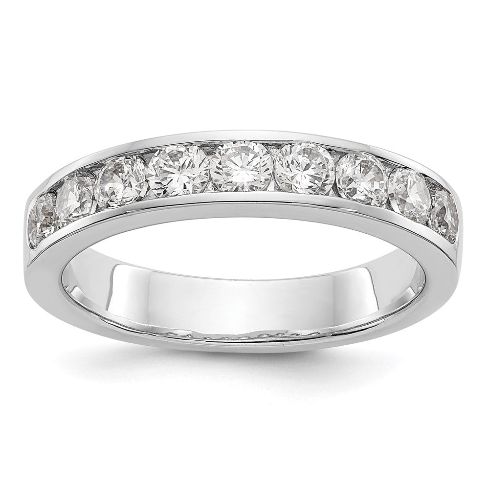 14k White Gold 9-Stone 7/8 carat Round Diamond Complete Channel Band