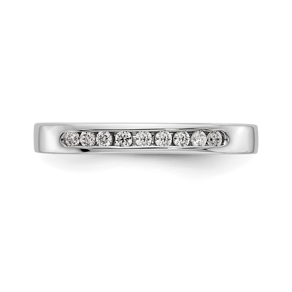 14K White Gold 9-Stone Real Diamond Channel Band