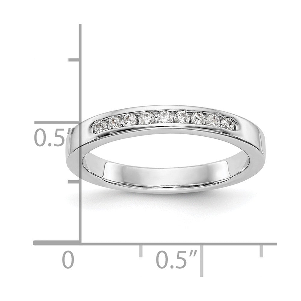 14K White Gold 9-Stone Real Diamond Channel Band