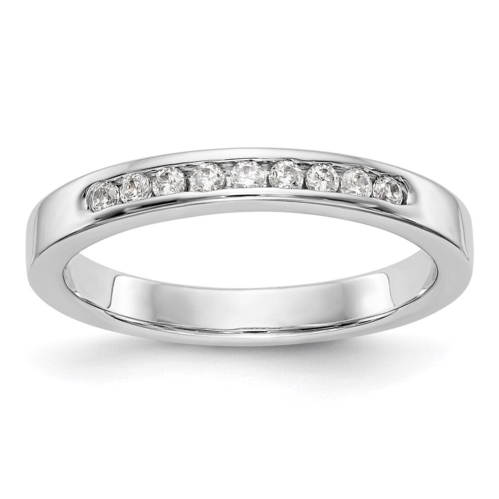 14K White Gold 9-Stone Real Diamond Channel Band