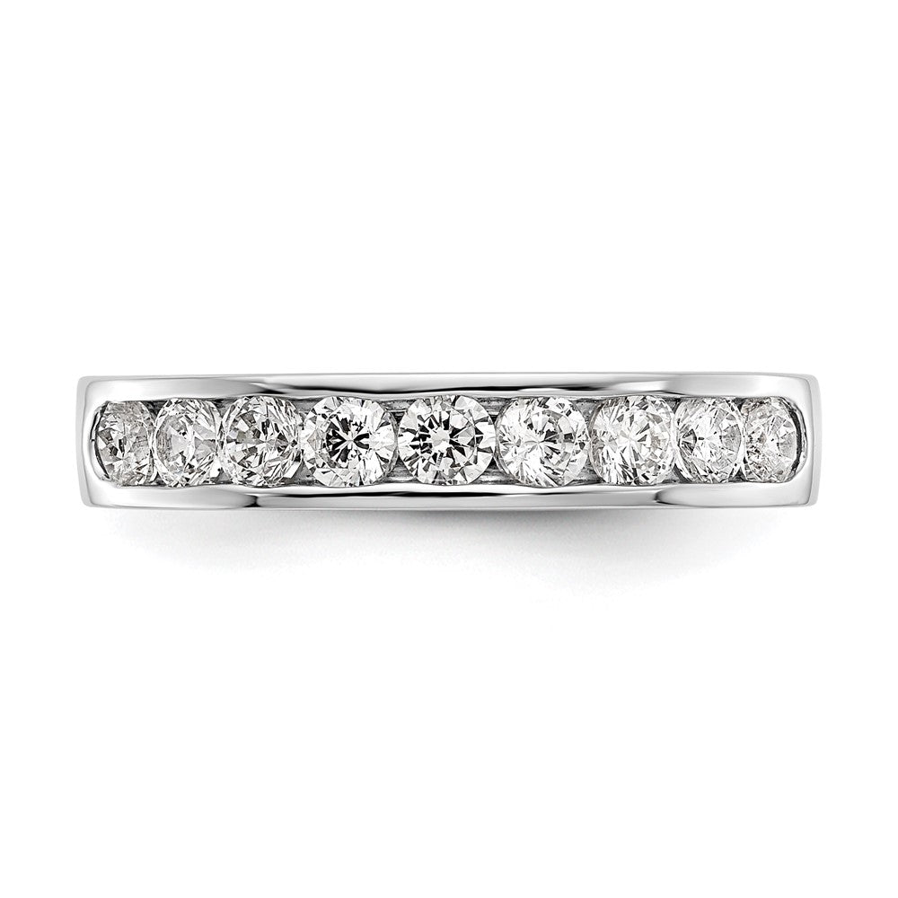 14K White Gold 9-Stone Real Diamond Channel Band