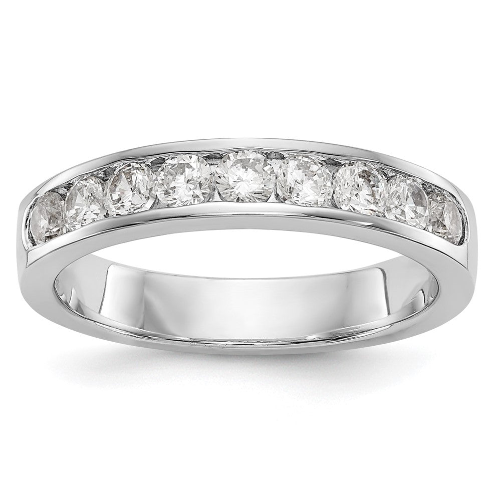 14K White Gold 9-Stone Real Diamond Channel Band