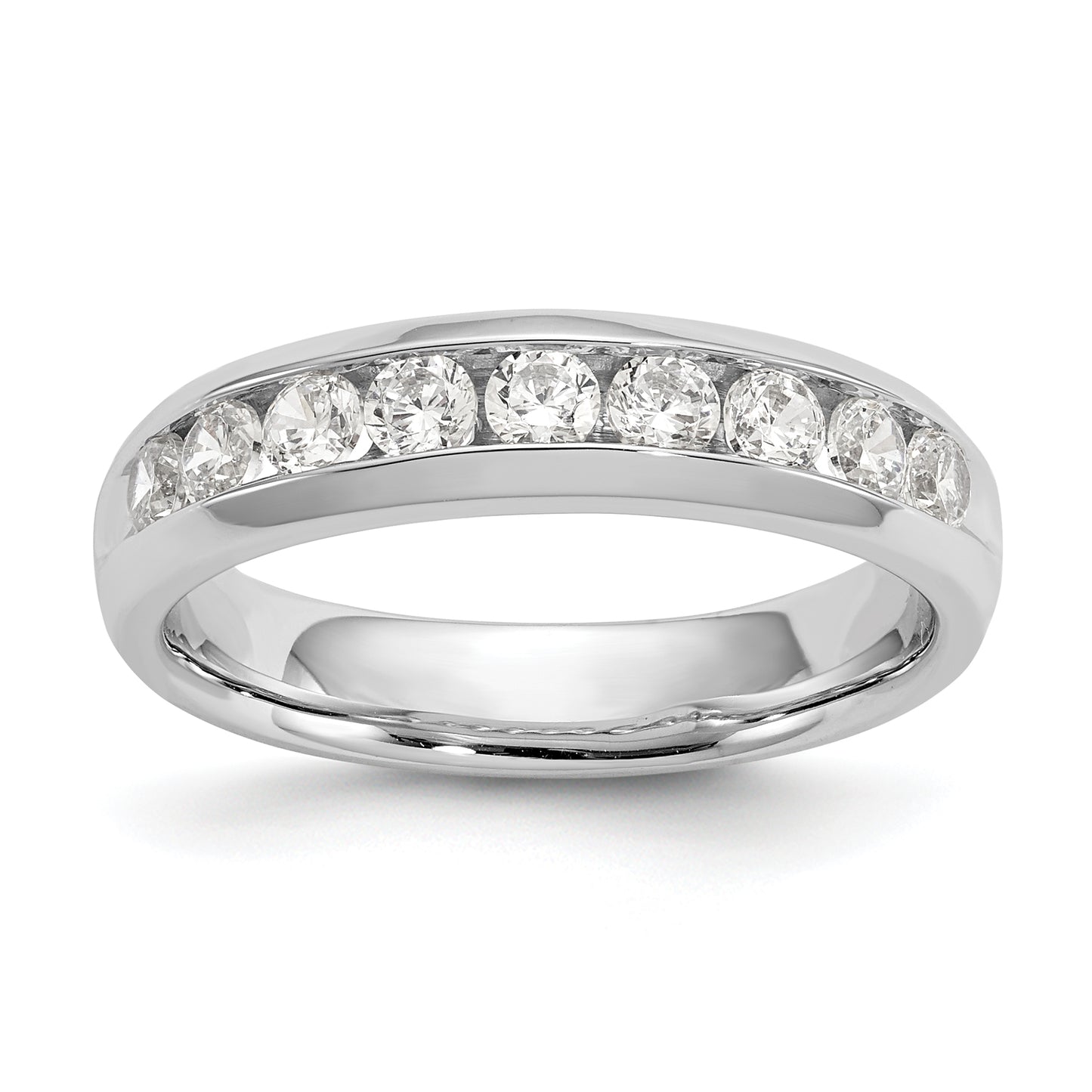 0.63ct. CZ Solid Real 14K White Gold 9-Stone Channel Wedding Band Ring