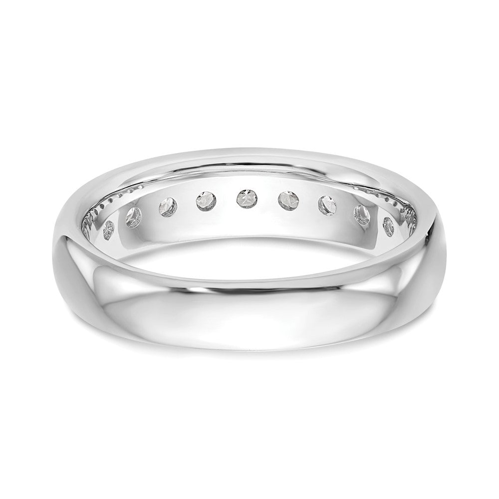 14K White Gold 9-Stone Real Diamond Channel Band