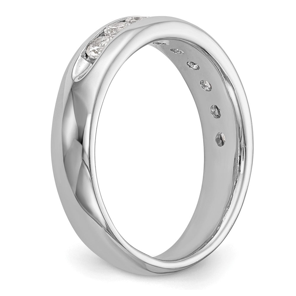 14K White Gold 9-Stone Real Diamond Channel Band