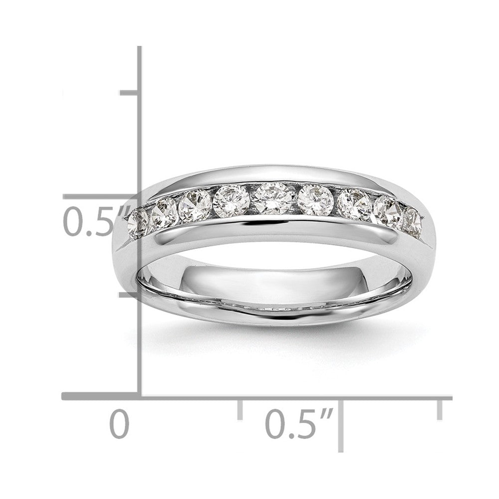 14K White Gold 9-Stone Real Diamond Channel Band