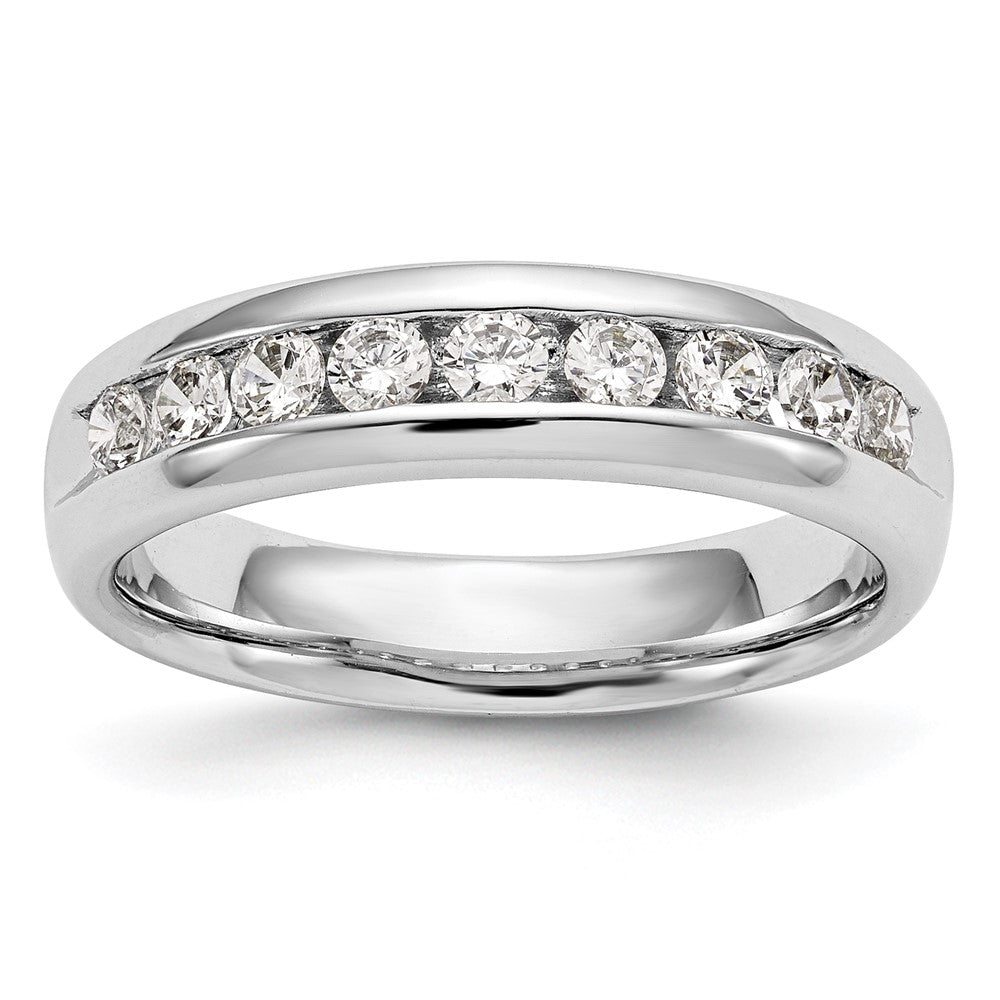 14K White Gold 9-Stone Real Diamond Channel Band